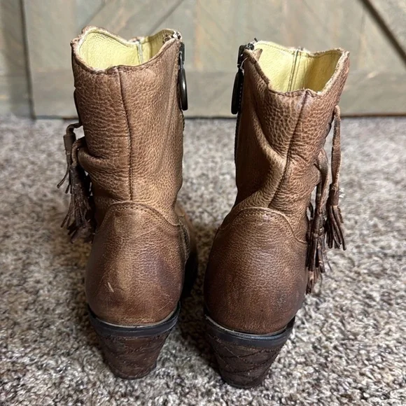 Justin Tan RUSTICO brown distressed leather ankle boots Size 5.5 - Picture 9 of 14